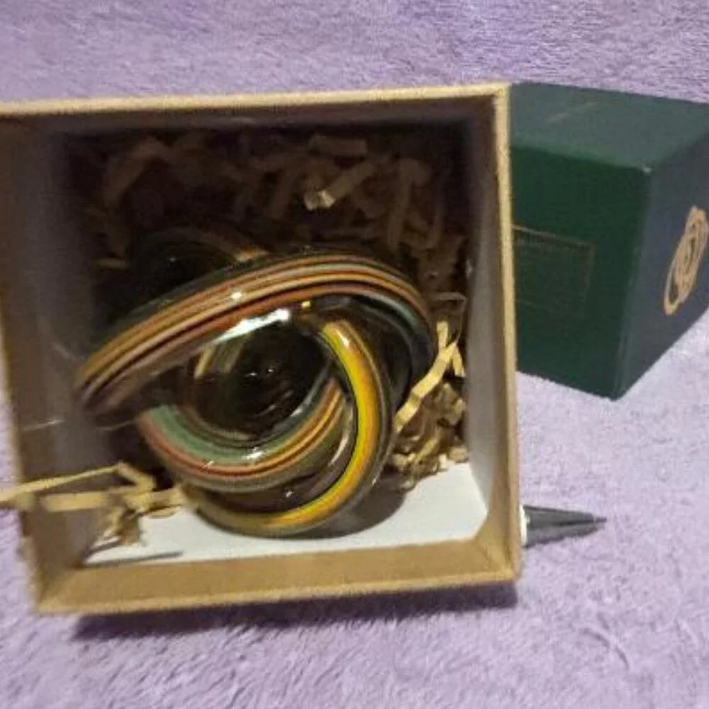 West Elm Ready Or Knot Art Glass Twisted Infinity Paperweight Earth tones Colors
